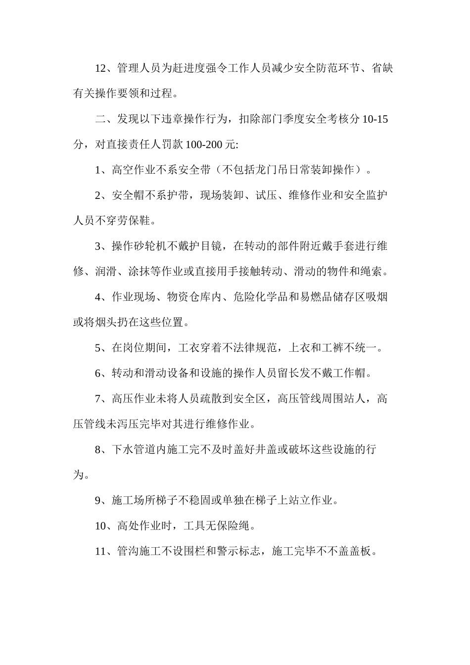 浅谈某项目施工人员“三违”处罚办法_第3页