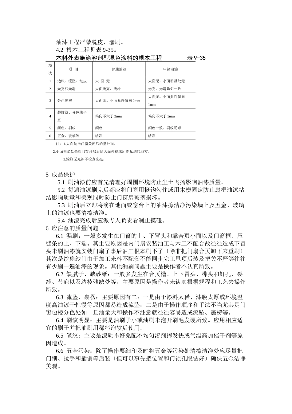 涂料、裱糊、刷浆木材表面施涂溶剂型混色涂料施工工艺标准_第3页