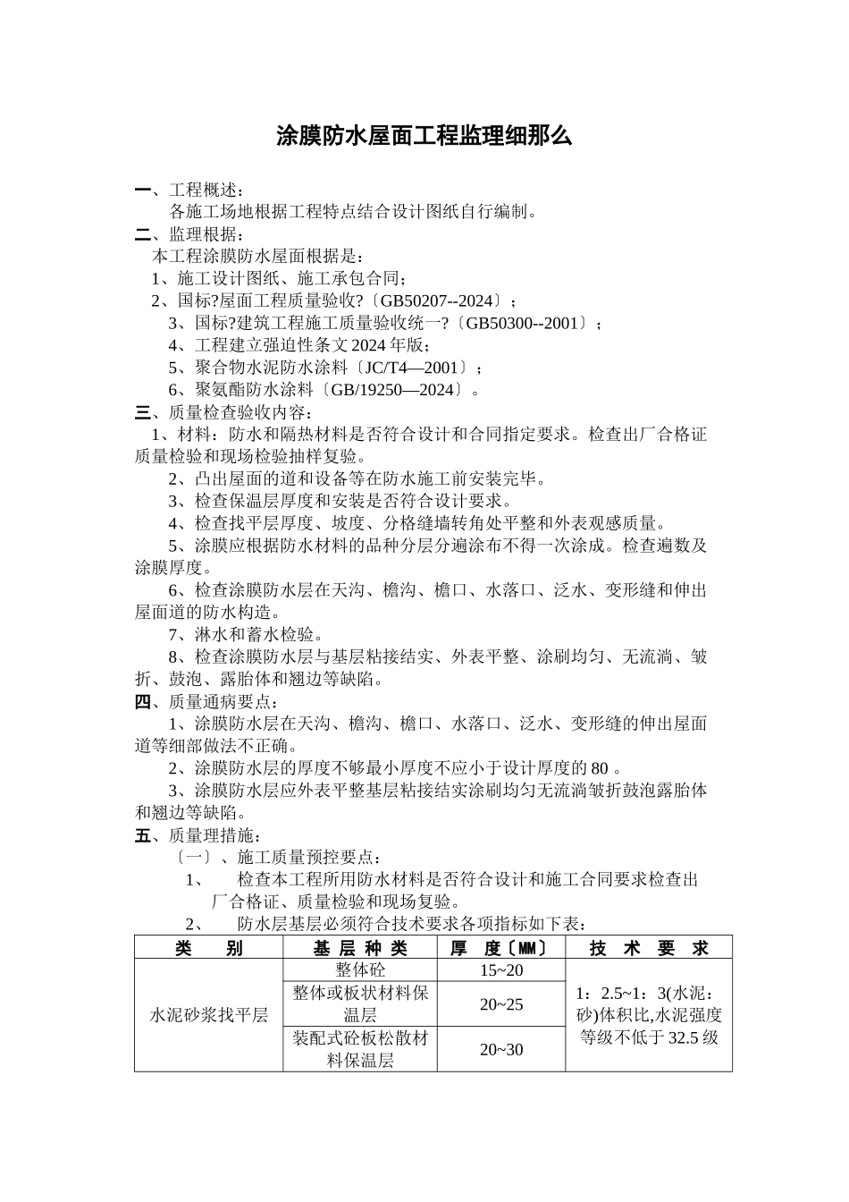 涂膜防水屋面工程监理细则88_第1页