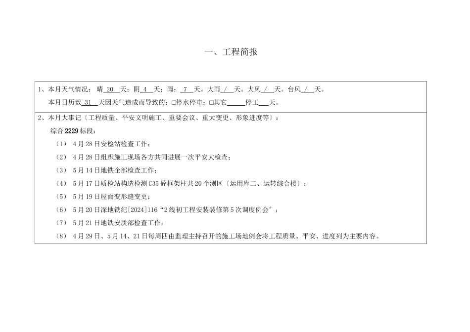 深圳地铁2号线工程建设监理月报_第2页