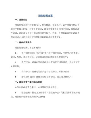 清收处置方案