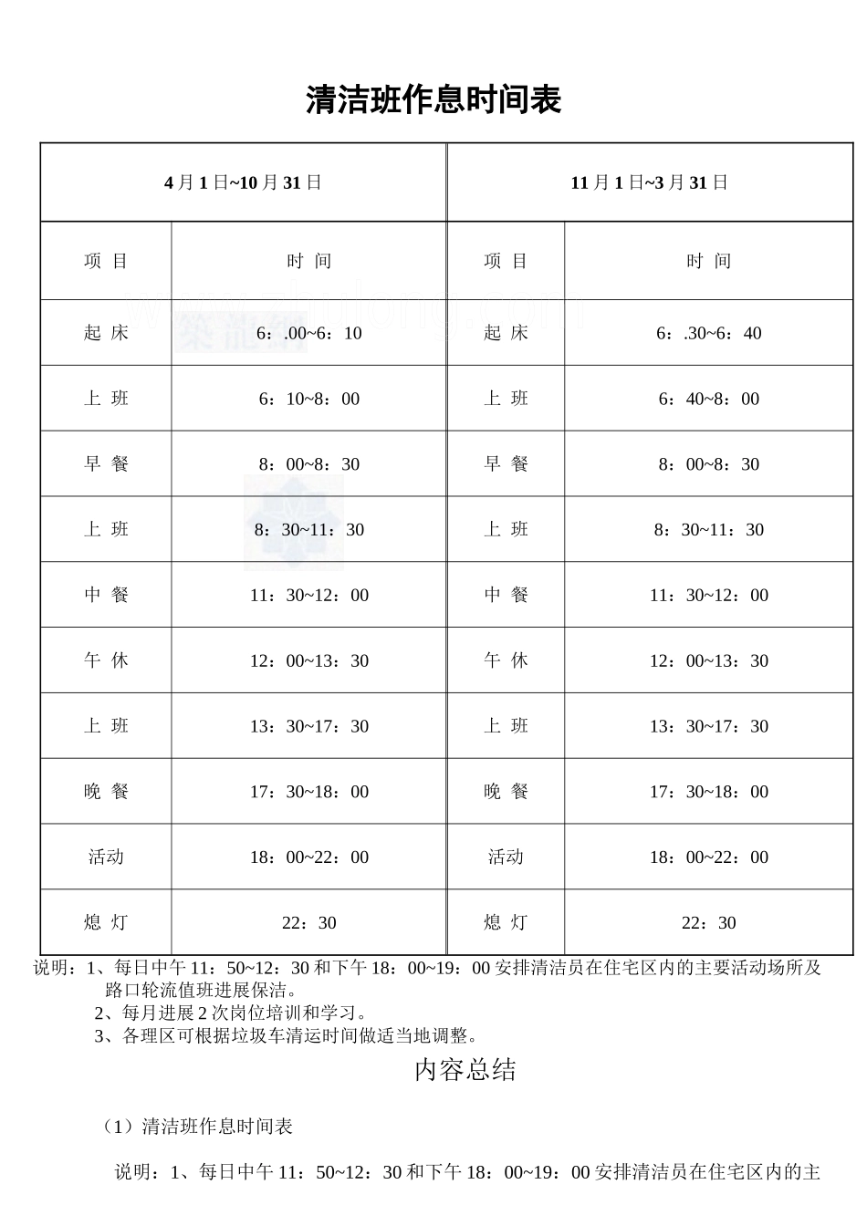 清洁班作息时间表_secret_第1页