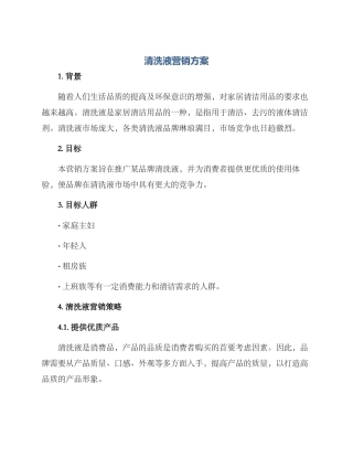 清洗液营销方案