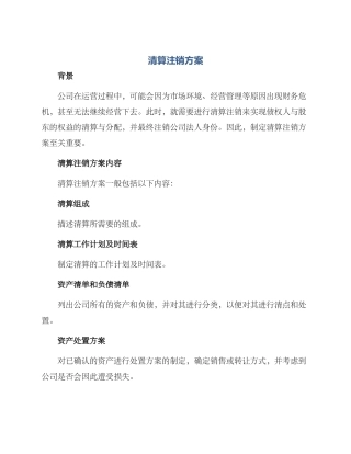 清算注销方案