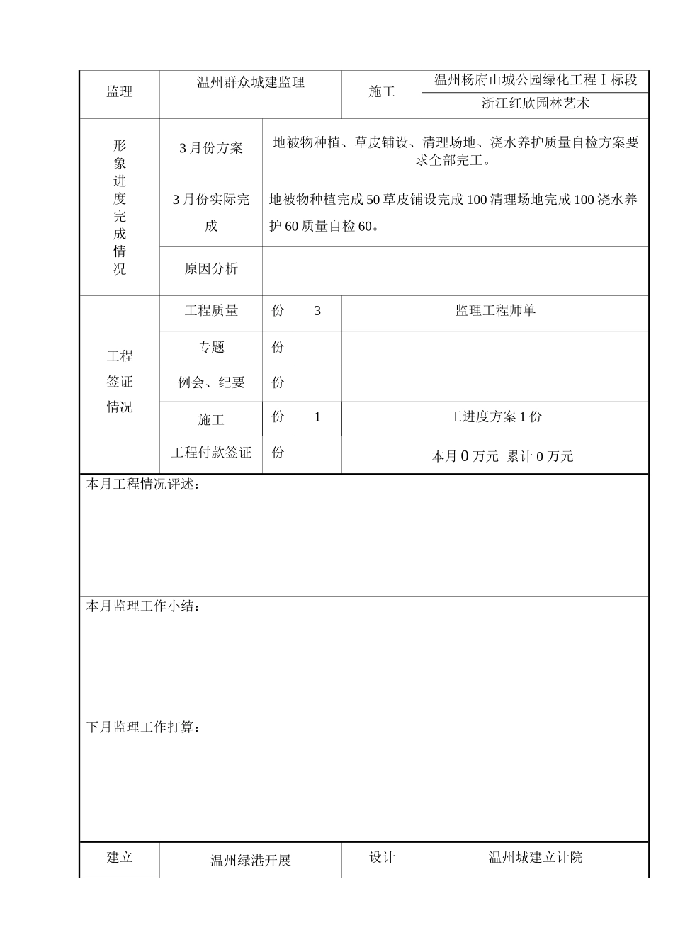 温州市杨府山城市公园建设工程监理月报_第2页