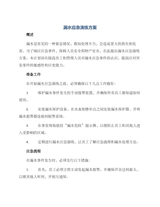漏水应急演练方案