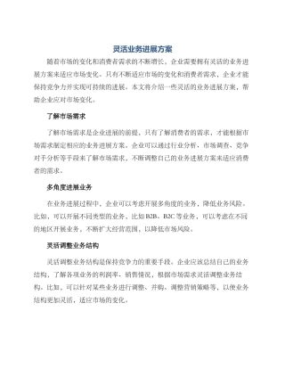 灵活业务发展方案