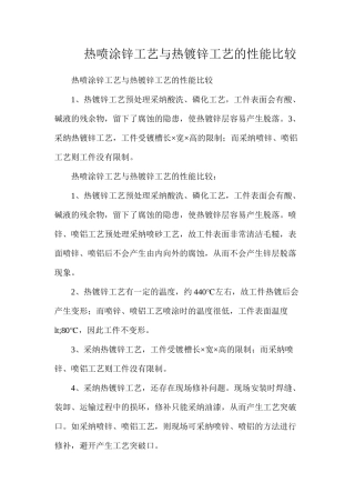 热喷涂锌工艺与热镀锌工艺的性能比较