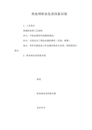 热处理职业危害因素识别