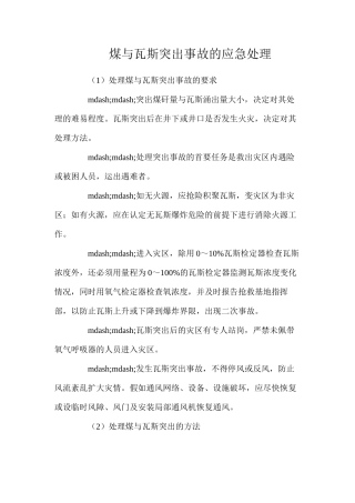 煤与瓦斯突出事故的应急处理