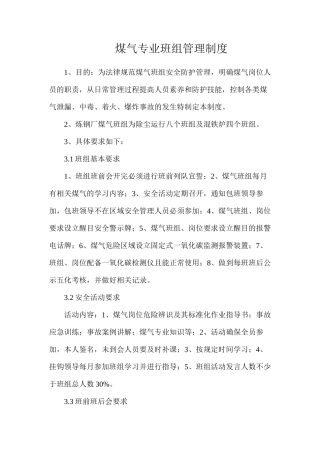 煤气专业班组管理制度