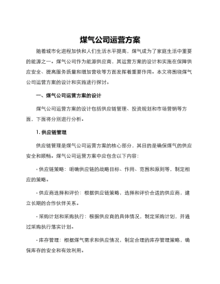 煤气公司运营方案