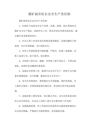 煤矿副井队长安全生产责任制