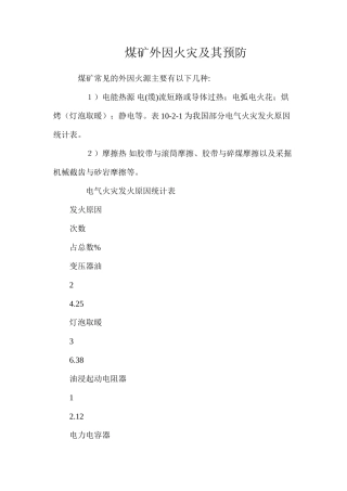 煤矿外因火灾及其预防