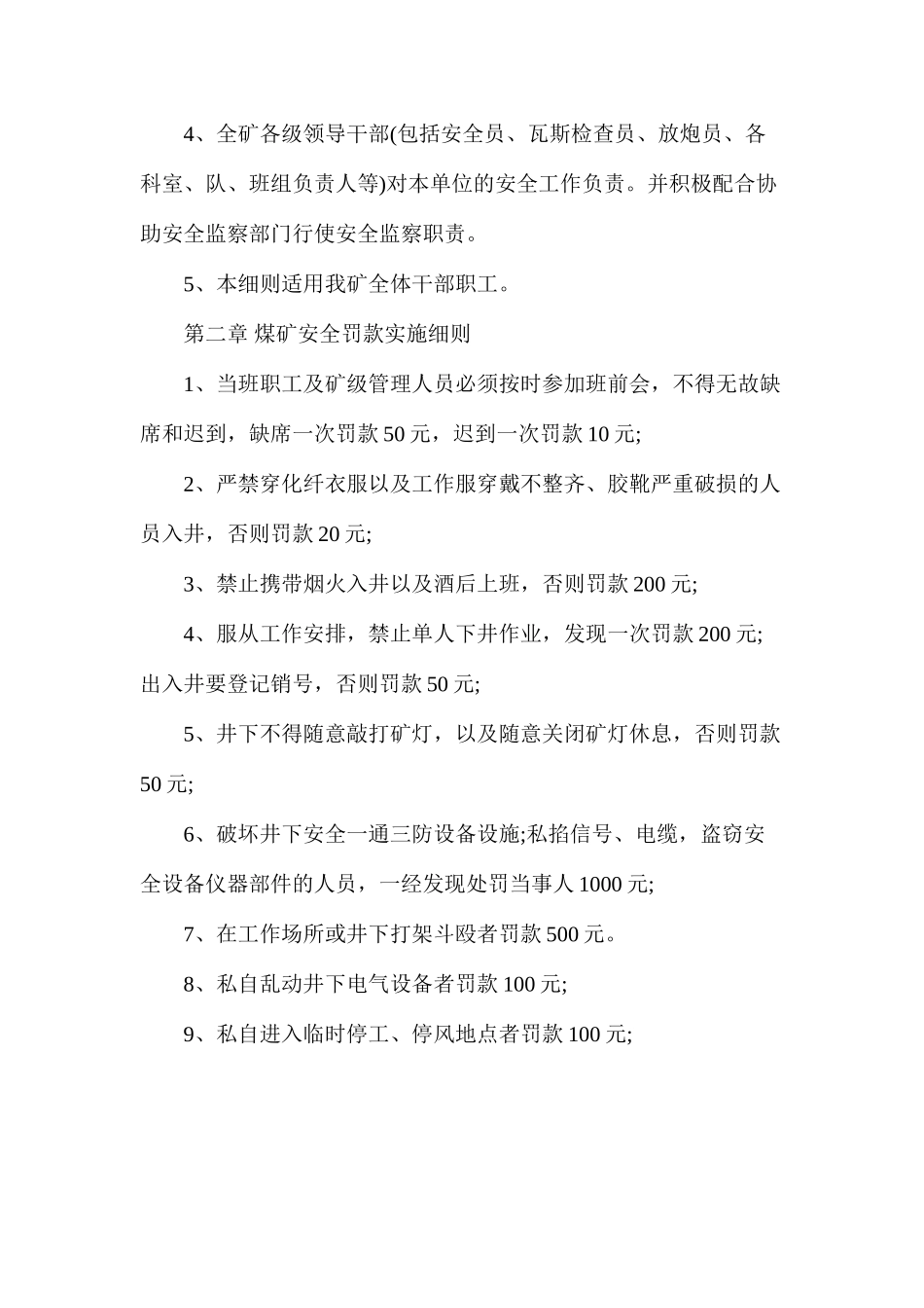 煤矿安全生产管理实施细则_第2页