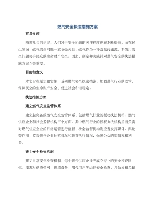 燃气安全执法措施方案