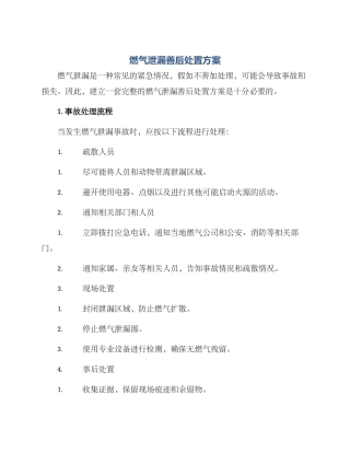 燃气泄漏善后处置方案