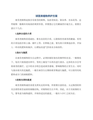 球茎类植物养护方案