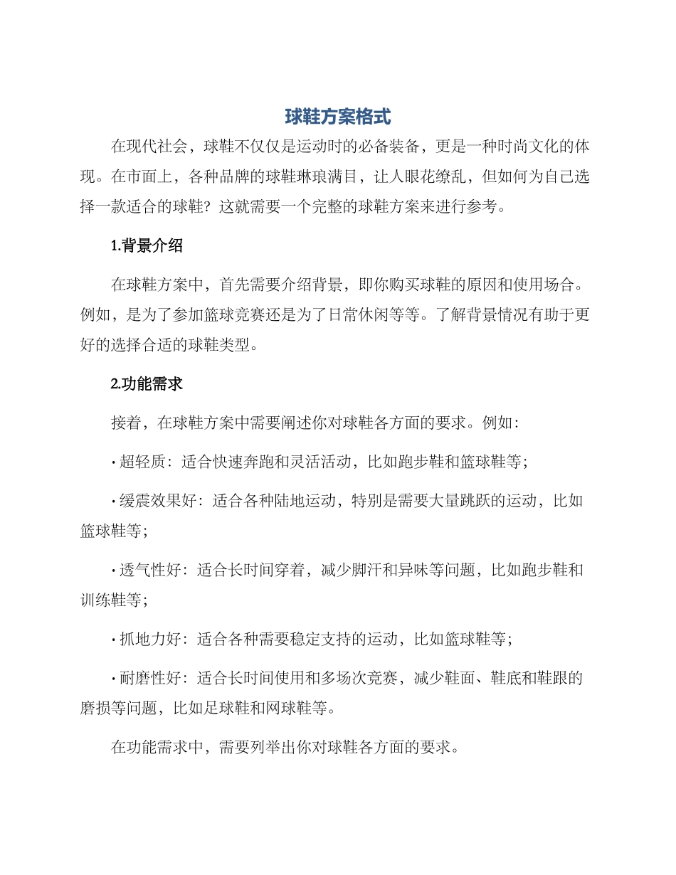 球鞋方案格式_第1页