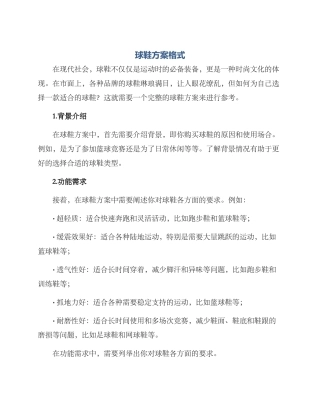 球鞋方案格式