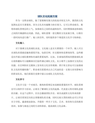 球队文化拓展方案