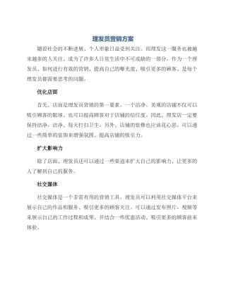 理发员营销方案