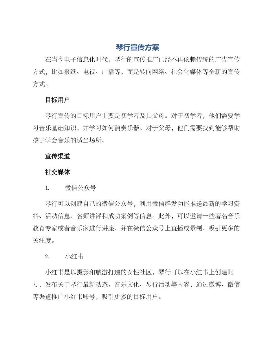 琴行宣传方案_第1页