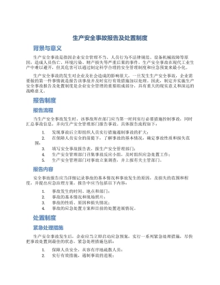 生产安全事故报告及处置制度