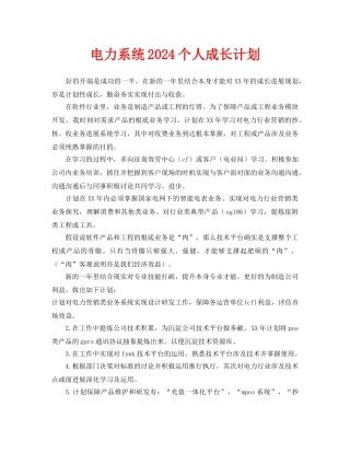 电力系统2024个人成长计划