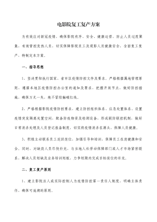 电影院复工方案