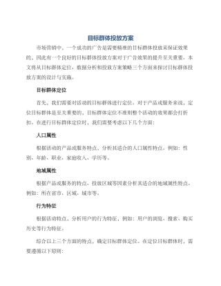 目标群体投放方案