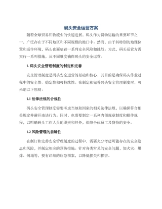 码头安全运营方案