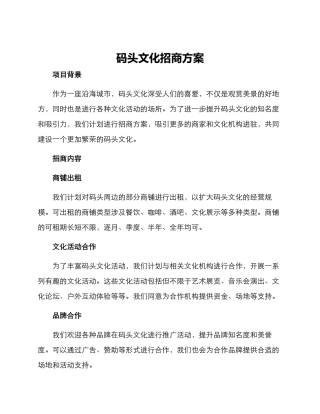 码头文化招商方案