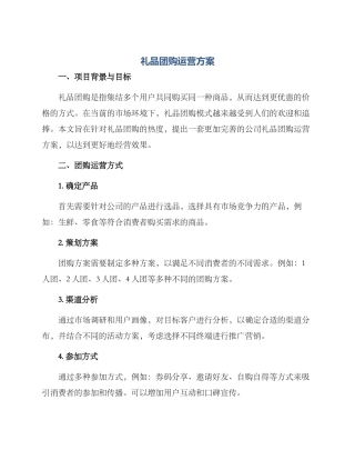 礼品团购运营方案