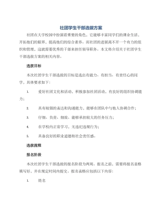 社团学生干部选拔方案