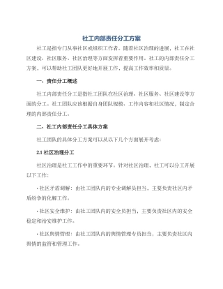 社工内部责任分工方案