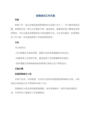 禁毒暗访工作方案