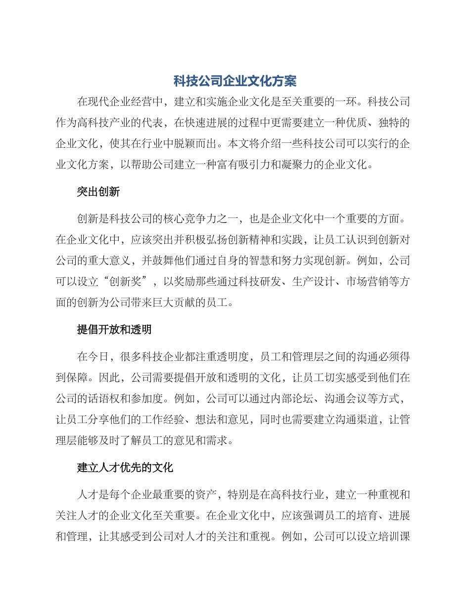 科技公司企业文化方案_第1页