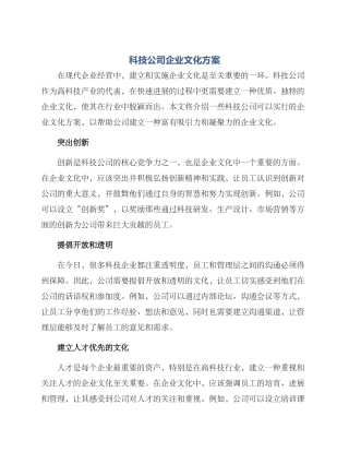 科技公司企业文化方案
