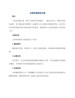 立案审查报告方案