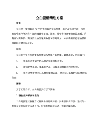 立白营销策划方案
