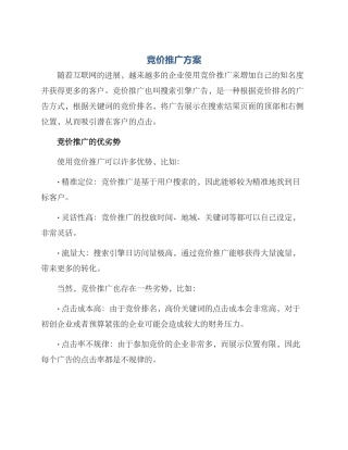 竞价推广方案