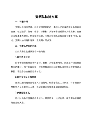 竞赛队扶持方案