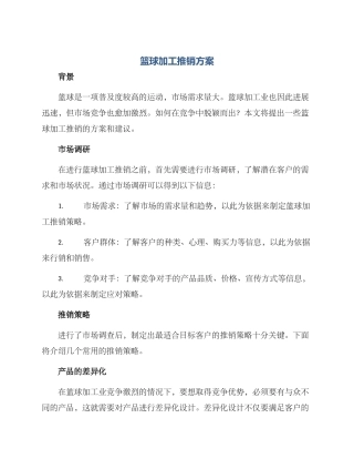 篮球加工推销方案