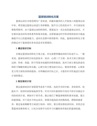 篮球培训转化方案