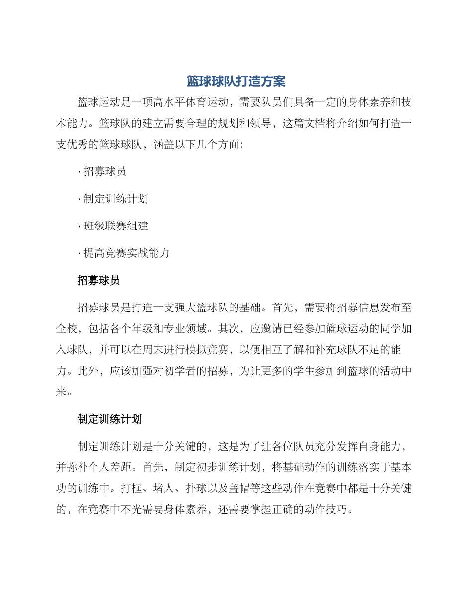 篮球球队打造方案_第1页