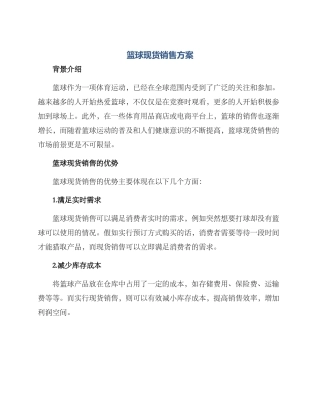 篮球现货销售方案