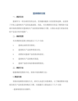 篮球调研方案