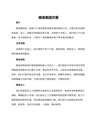 粮食集团方案