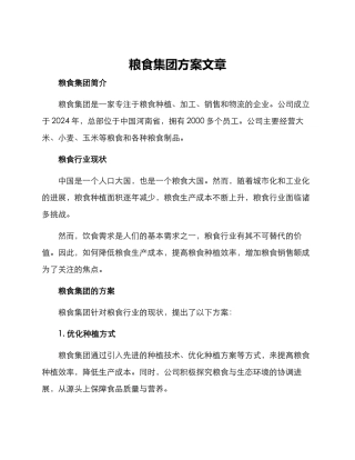 粮食集团方案文章